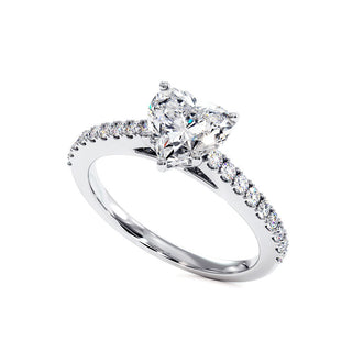 Bague Vendôme Diamant Cœur, diamants de laboratoire, or blanc 18 carats ou platine 950 — Maison Laveran Paris