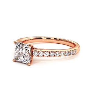 Bague Vendôme Diamant Princesse, diamants de laboratoire, or rose 18 carats — Maison Laveran Paris