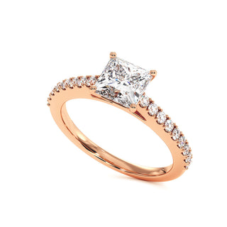 Bague Vendôme Diamant Princesse, diamants de laboratoire, or rose 18 carats — Maison Laveran Paris
