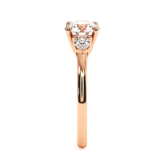 Solitaire Wagram, trilogie de diamants de laboratoire, or rose 18 carats — Maison Laveran Paris