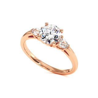 Solitaire Wagram, trilogie de diamants de laboratoire, or rose 18 carats — Maison Laveran Paris