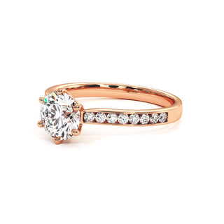 Solitaire Concorde, diamant de laboratoire sur jonc pavé, or rose 18 carats — Maison Laveran Paris