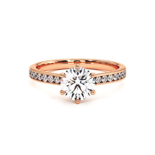 Solitaire Concorde, diamant de laboratoire sur jonc pavé, or rose 18 carats — Maison Laveran Paris