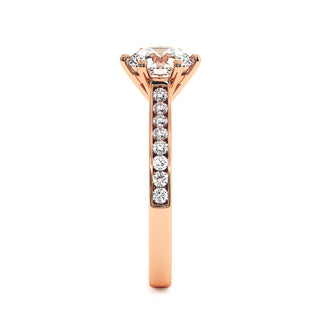 Solitaire Concorde, diamant de laboratoire sur jonc pavé, or rose 18 carats — Maison Laveran Paris