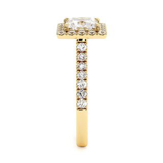 Bague Odéon Diamant Princesse, halo de diamants de laboratoire, or jaune 18 carats — Maison Laveran Paris