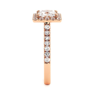 Bague Odéon Diamant Princesse, halo de diamants de laboratoire, or rose 18 carats — Maison Laveran Paris