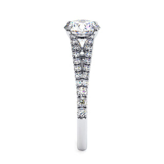 Bague Marais, diamant de laboratoire sur jonc double pavé, or blanc 18 carats ou platine 950 — Maison Laveran Paris