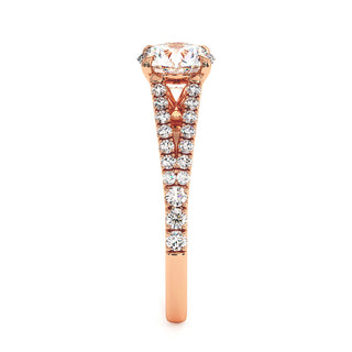Bague Marais, diamant de laboratoire sur jonc double pavé, or rose 18 carats — Maison Laveran Paris