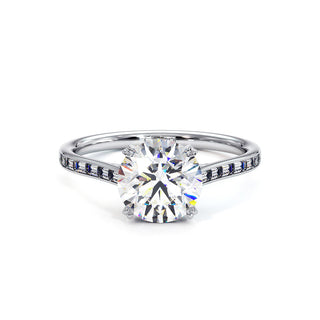 Bague Panthéon, diamant de laboratoire sur jonc pavé, or blanc 18 carats ou platine 950 — Maison Laveran Paris