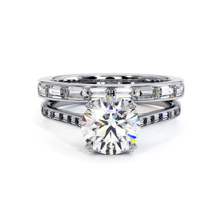 Bague Panthéon, diamant de laboratoire sur jonc pavé, or blanc 18 carats ou platine 950 — Maison Laveran Paris