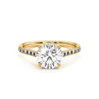 Bague Panthéon, diamant de laboratoire sur jonc pavé, or jaune 18 carats — Maison Laveran Paris