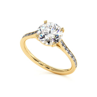 Bague Panthéon, diamant de laboratoire sur jonc pavé, or jaune 18 carats — Maison Laveran Paris