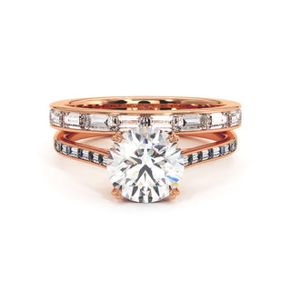 Bague Panthéon, diamant de laboratoire sur jonc pavé, or rose 18 carats — Maison Laveran Paris
