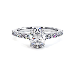 Bague Vendôme Diamant Ovale, diamants de laboratoire, or blanc 18 carats ou platine 950 — Maison Laveran Paris