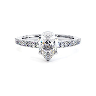 Bague Vendôme Diamant Poire, diamants de laboratoire, or blanc 18 carats ou platine 950 — Maison Laveran Paris
