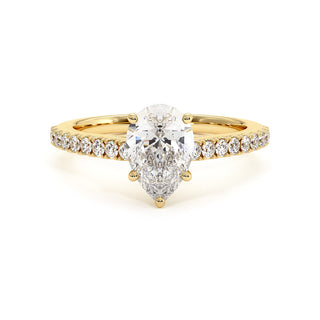 Bague Vendôme Diamant Poire, diamants de laboratoire, or jaune 18 carats — Maison Laveran Paris