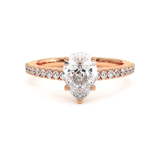 Bague Vendôme Diamant Poire, diamants de laboratoire, or rose 18 carats — Maison Laveran Paris