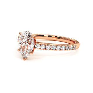 Bague Vendôme Diamant Poire, diamants de laboratoire, or rose 18 carats — Maison Laveran Paris