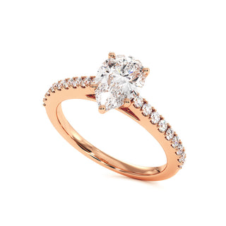 Bague Vendôme Diamant Poire, diamants de laboratoire, or rose 18 carats — Maison Laveran Paris