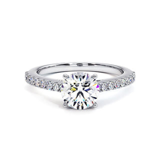 Bague Vendôme Diamant Rond, diamants de laboratoire, or blanc 18 carats ou platine 950 — Maison Laveran Paris