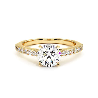 Bague Vendôme Diamant Rond, diamants de laboratoire, or jaune 18 carats — Maison Laveran Paris