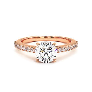 Bague Vendôme Diamant Rond, diamants de laboratoire, or rose 18 carats — Maison Laveran Paris