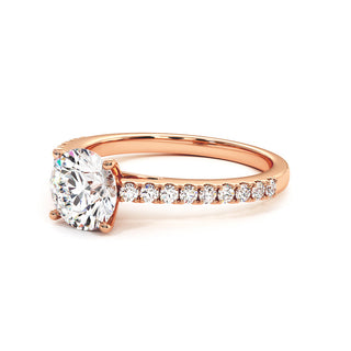 Bague Vendôme Diamant Rond, diamants de laboratoire, or rose 18 carats — Maison Laveran Paris