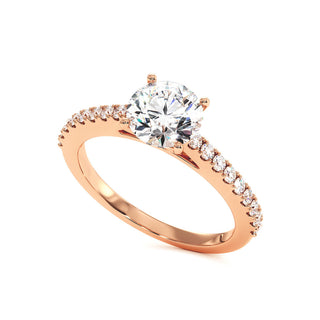 Bague Vendôme Diamant Rond, diamants de laboratoire, or rose 18 carats — Maison Laveran Paris