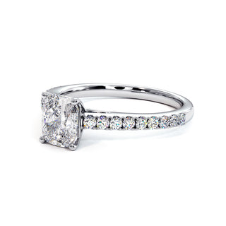 Bague Vendôme Diamant Coussin, diamants de laboratoire, or blanc 18 carats ou platine 950 — Maison Laveran Paris