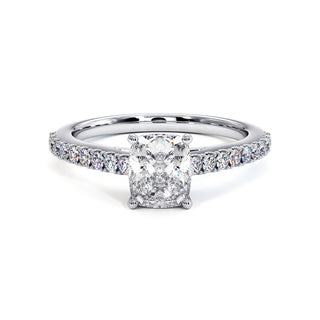 Bague Vendôme Diamant Coussin, diamants de laboratoire, or blanc 18 carats ou platine 950 — Maison Laveran Paris