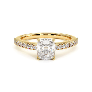 Bague Vendôme Diamant Coussin, diamants de laboratoire, or jaune 18 carats — Maison Laveran Paris