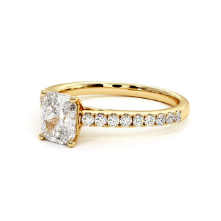 Bague Vendôme Diamant Coussin, diamants de laboratoire, or jaune 18 carats — Maison Laveran Paris