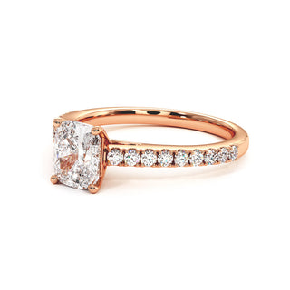 Bague Vendôme Diamant Coussin, diamants de laboratoire, or rose 18 carats — Maison Laveran Paris