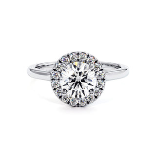 Bague Montmartre, halo de diamants de laboratoire, or blanc 18 carats ou platine 950 — Maison Laveran Paris