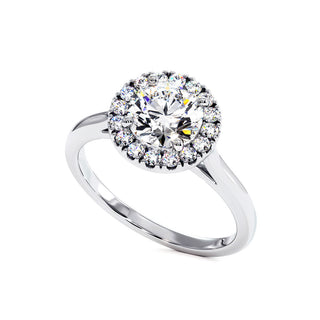 Bague Montmartre, halo de diamants de laboratoire, or blanc 18 carats ou platine 950 — Maison Laveran Paris