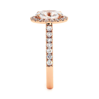 Bague Odéon Diamant Ovale, halo de diamants de laboratoire, or rose 18 carats — Maison Laveran Paris