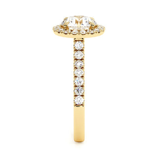 Bague Odéon Diamant Rond, halo de diamants de laboratoire, or jaune 18 carats — Maison Laveran Paris