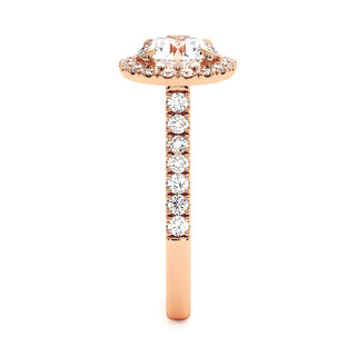 Bague Odéon Diamant Rond, halo de diamants de laboratoire, or rose 18 carats — Maison Laveran Paris