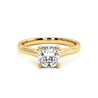 Bague Montaigne Diamant Coussin, solitaire diamant de laboratoire, or jaune 18 carats — Maison Laveran Paris