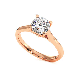 Bague Montaigne Diamant Coussin, solitaire diamant de laboratoire, or rose 18 carats — Maison Laveran Paris