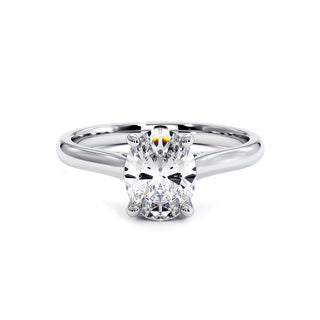 Bague Montaigne Diamant Ovale, solitaire diamant de laboratoire, or blanc 18 carats ou platine 950 — Maison Laveran Paris