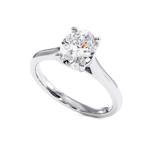 Bague Montaigne Diamant Ovale, solitaire diamant de laboratoire, or blanc 18 carats ou platine 950 — Maison Laveran Paris