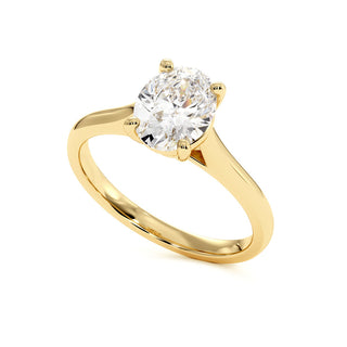 Bague Montaigne Diamant Ovale, solitaire diamant de laboratoire, or jaune 18 carats — Maison Laveran Paris