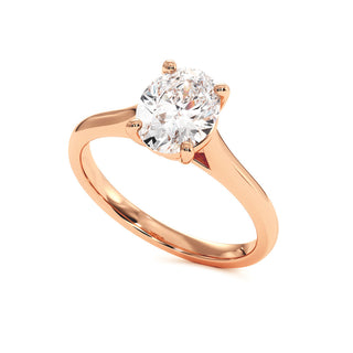 Bague Montaigne Diamant Ovale, solitaire diamant de laboratoire, or rose 18 carats — Maison Laveran Paris