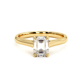 Bague Montaigne Émeraude, solitaire diamant de laboratoire, or jaune 18 carats — Maison Laveran Paris