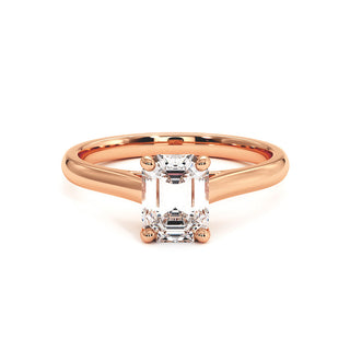 Bague Montaigne Émeraude, solitaire diamant de laboratoire, or rose 18 carats — Maison Laveran Paris