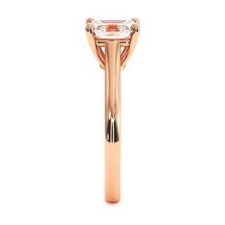 Bague Montaigne Émeraude, solitaire diamant de laboratoire, or rose 18 carats — Maison Laveran Paris