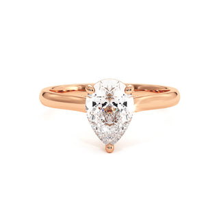 Bague Montaigne Poire, solitaire diamant de laboratoire, or rose 18 carats — Maison Laveran Paris