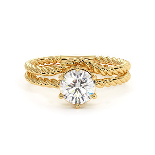 Bague Lafayette, solitaire diamant de laboratoire, or jaune 18 carats — Maison Laveran Paris