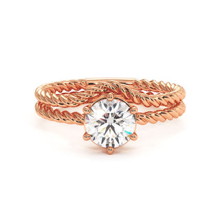 Bague Lafayette, solitaire diamant de laboratoire, or rose 18 carats — Maison Laveran Paris
